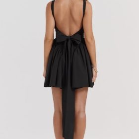 Florianne Black Bow Mini Dress - Image 13