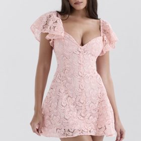 Verity Perfectly Pink Floral Lace Mini Dress - Image 5