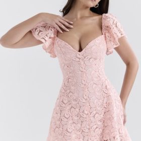 Verity Perfectly Pink Floral Lace Mini Dress - Image 7