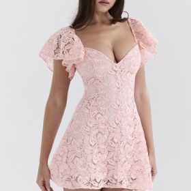 Verity Perfectly Pink Floral Lace Mini Dress - Image 8
