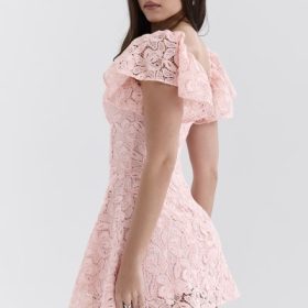 Verity Perfectly Pink Floral Lace Mini Dress - Image 9