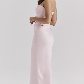 Giuliana Ballerina Pink Satin Maxi Skirt