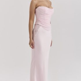 Giuliana Ballerina Pink Satin Maxi Skirt - Image 9