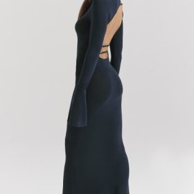 Christiane Midnight Blue Silky Knit Maxi Dress - Image 5