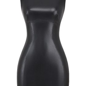Leola Black Vegan Leather Mini Dress - Image 2