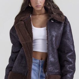 Madden Brown Vegan Shearling Aviator Jacket - Image 5