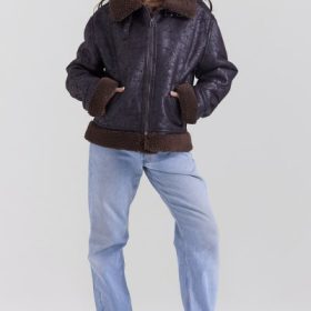 Madden Brown Vegan Shearling Aviator Jacket - Image 8