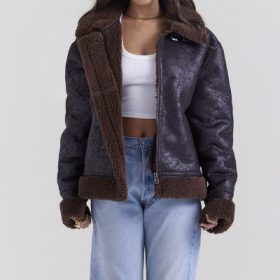 Madden Brown Vegan Shearling Aviator Jacket - Image 9