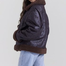 Madden Brown Vegan Shearling Aviator Jacket - Image 11