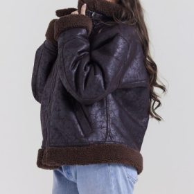 Madden Brown Vegan Shearling Aviator Jacket - Image 12