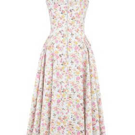 Dorothy Pale Blue Meadow Print Cotton Midi Sundress - Image 4