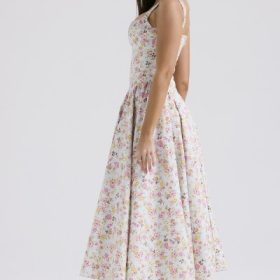Dorothy Pale Blue Meadow Print Cotton Midi Sundress - Image 10