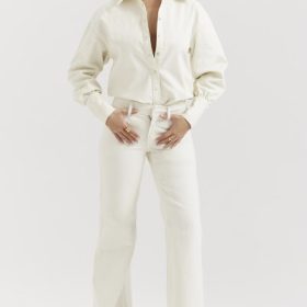 Marli Ivory Wide Leg Flared Jeans - Image 10