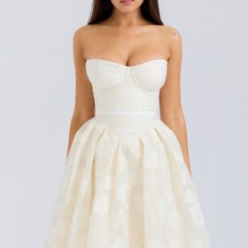 Saige Vintage Cream Floral Strapless Mini Dress - Image 5