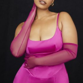 Esther Pink Mesh Opera-length Gloves