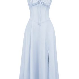 Carmen Soft Blue Cotton Bustier Sundress - Image 2