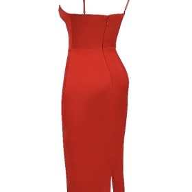 Anais Scarlet Satin Corset Midi Dress - Image 3
