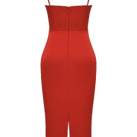 Anais Scarlet Satin Corset Midi Dress - Image 4