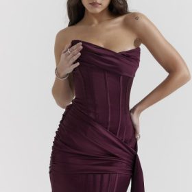Loubella Mulberry Strapless Corset Dress - Image 10