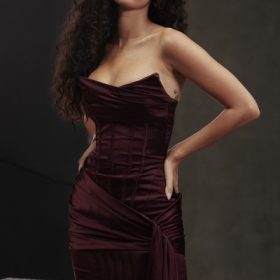 Loubella Mulberry Strapless Corset Dress - Image 16