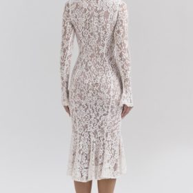 Sophia Vintage Ivory Lace Fitted Midi Dress