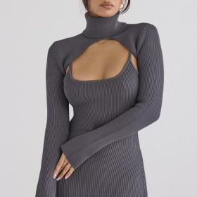 Meliora Charcoal Knit Midi Dress - Image 6