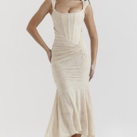 Cesca Vintage Cream Floral Maxi Dress - Image 8
