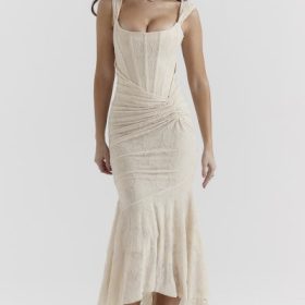 Cesca Vintage Cream Floral Maxi Dress - Image 10