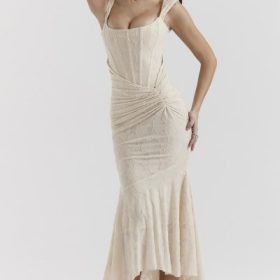 Cesca Vintage Cream Floral Maxi Dress - Image 11