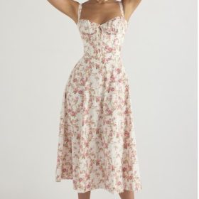 Carmen Rose Print Bustier Sundress - Image 9
