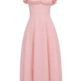 Emma Perfectly Pink Floral Jacquard Midi Dress - Image 2
