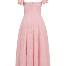 Emma Perfectly Pink Floral Jacquard Midi Dress - Image 4