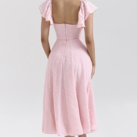 Emma Perfectly Pink Floral Jacquard Midi Dress - Image 10