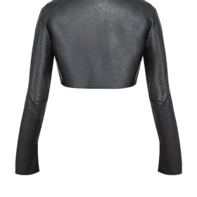 Ione Black Vegan Leather Cropped Top - Image 4