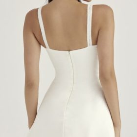 Cassandra Ivory Satin and Lace Mini Dress - Image 13