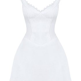 Tilly White Pin Tuck Mini Dress - Image 2