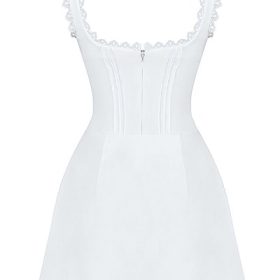 Tilly White Pin Tuck Mini Dress - Image 4
