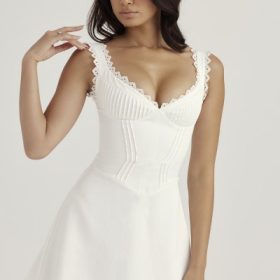 Tilly White Pin Tuck Mini Dress - Image 5
