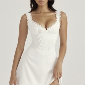 Tilly White Pin Tuck Mini Dress - Image 8