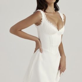 Tilly White Pin Tuck Mini Dress - Image 13