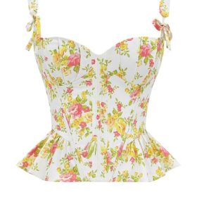 Gigou Royal Rose Print Peplum Cotton Corset - Image 2