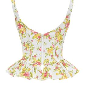 Gigou Royal Rose Print Peplum Cotton Corset - Image 4