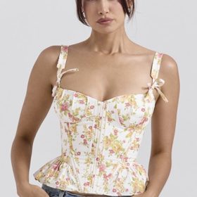 Gigou Royal Rose Print Peplum Cotton Corset - Image 5
