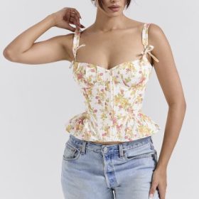 Gigou Royal Rose Print Peplum Cotton Corset - Image 8