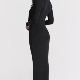Saskia Black Draped Maxi Dress