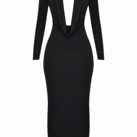 Saskia Black Draped Maxi Dress - Image 2