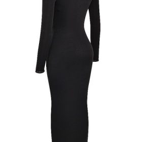 Saskia Black Draped Maxi Dress - Image 3