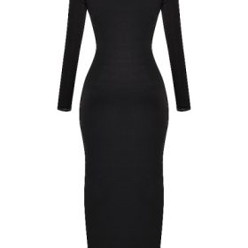 Saskia Black Draped Maxi Dress - Image 4