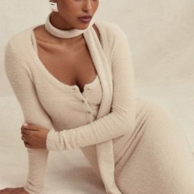 Fayette Beige Soft Fluffy Knit Maxi Dress - Image 5