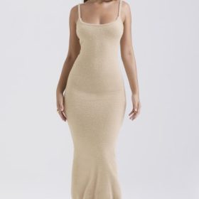 Fayette Beige Soft Fluffy Knit Maxi Dress - Image 7